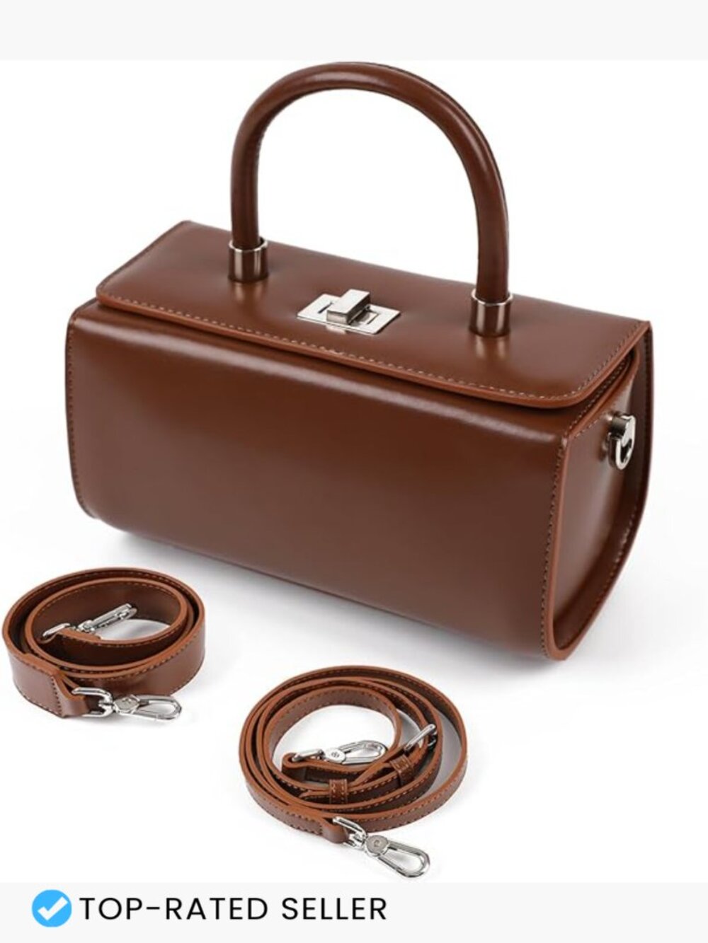 Structured Leather Satchel Crossbody Bag Women Minimalist Shoulder Tote with